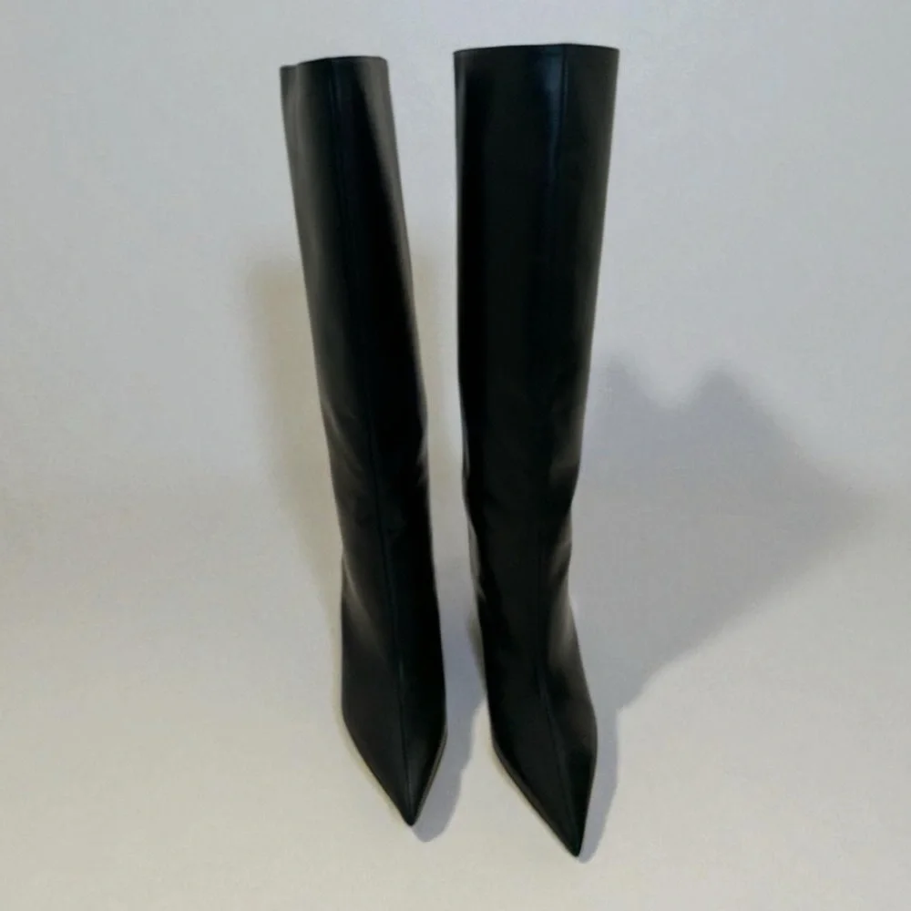 JIMMY CHOO Blake 85 logo-appliquéd leather wedge knee boots Size 36.5 - Picture 4 of 9